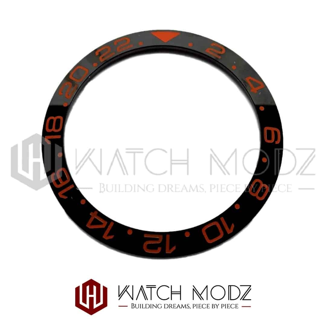 Watch-Modz SKX007 Bezel Insert: Black GMT Orange Numbers
