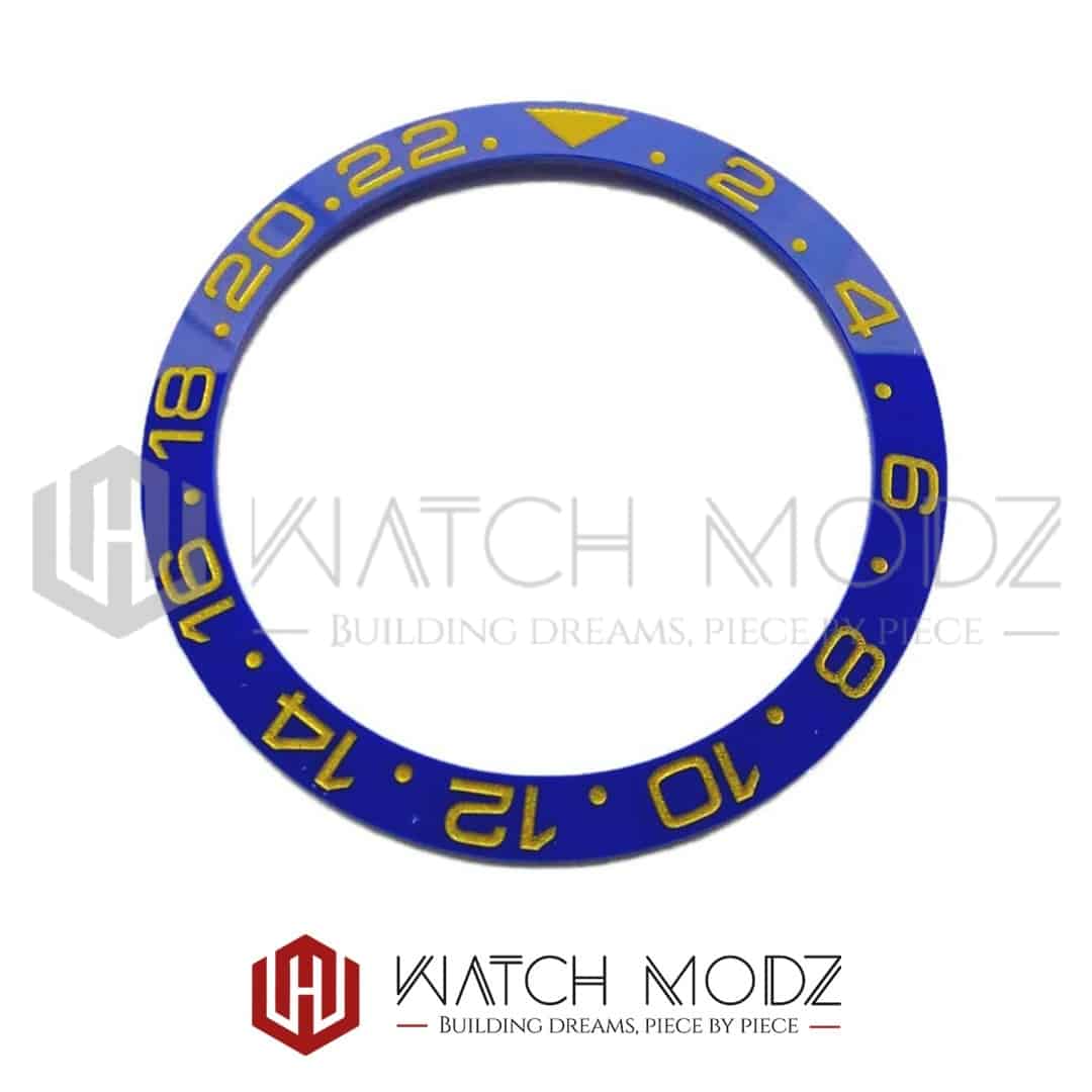Watch-Modz SKX007 Bezel Insert: Blue GMT Gold Numbers