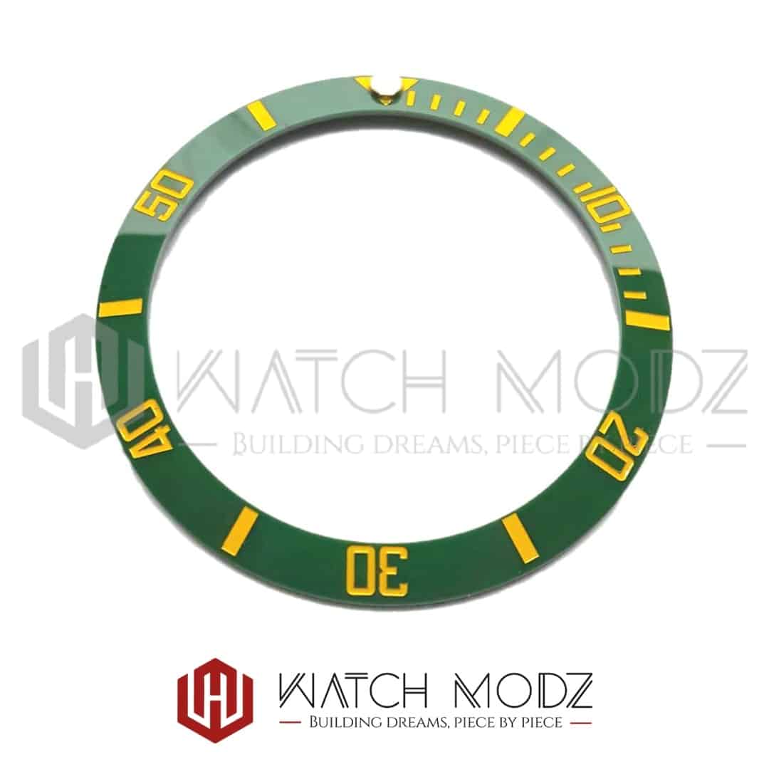 Watch-Modz SKX007 Bezel Insert: Green Sub Gold Numbers