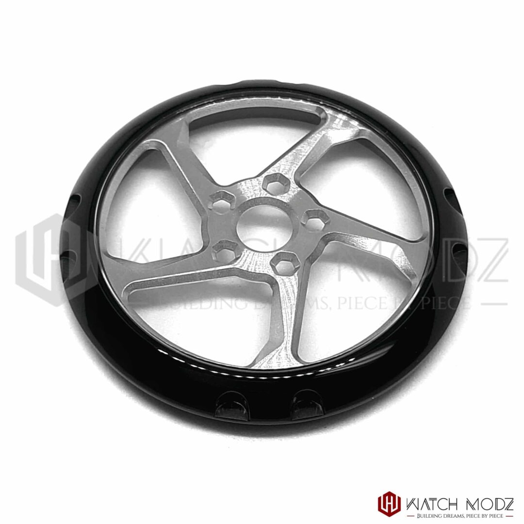 Watch-Modz SKX007 Case Back: Black & Silver Sapphire Wheel