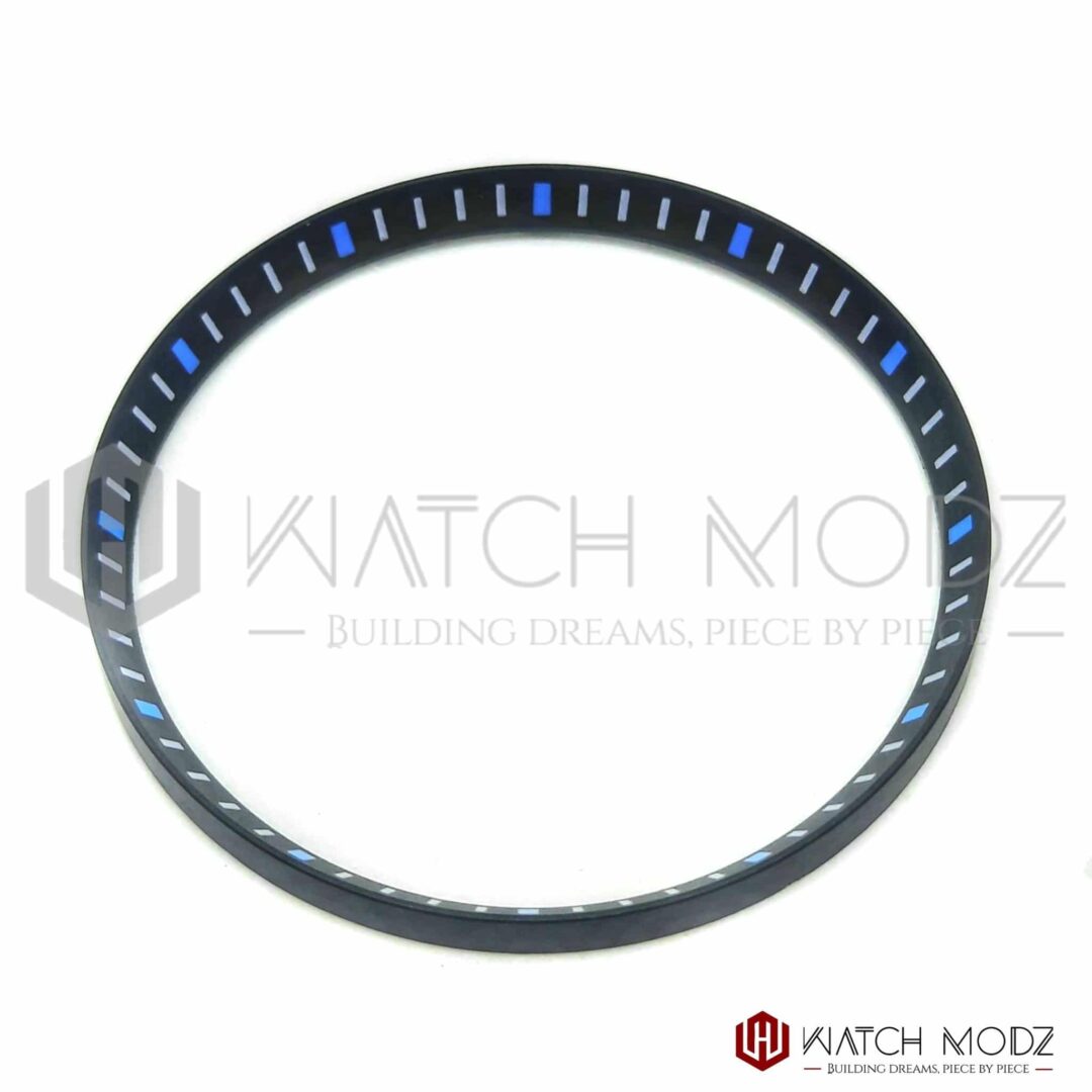 Watch-Modz SKX007 Chapter Ring: Black Blue Markers