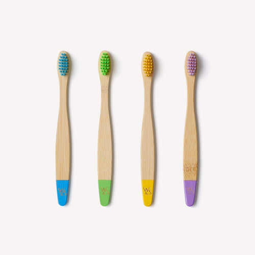 Wild and Stone Children's Bamboo Toothbrush - 4 Pack - Multi-Colour