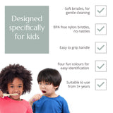 Wild and Stone Children's Bamboo Toothbrush - 4 Pack - Multi-Colour, view 5