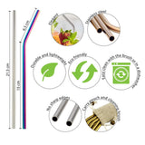 Wild and Stone Reusable Stainless Steel Drinking Straws - Rainbow - 8 Pack, view 2