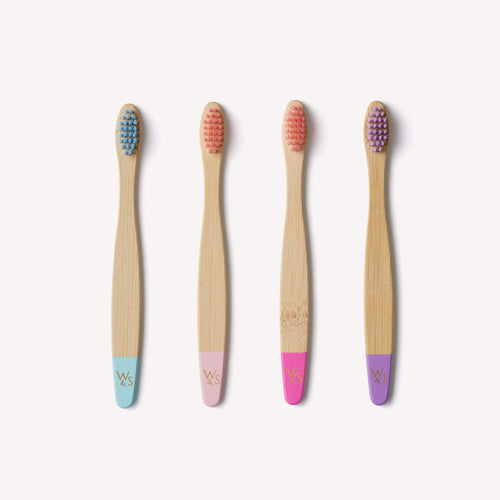 Wild and Stone Children's Bamboo Toothbrush - 4 Pack - Candy Colour