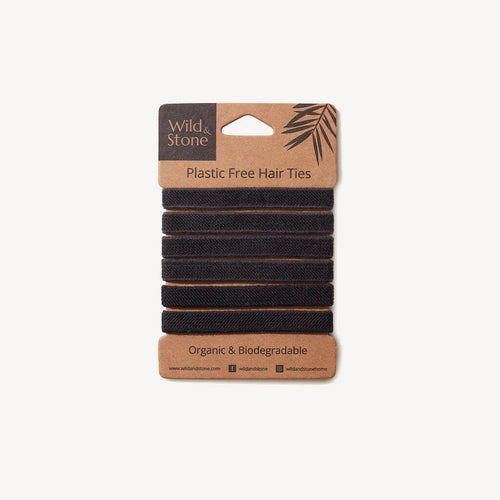 Wild and Stone Black Plastic-Free Hair Ties - 6 Pack