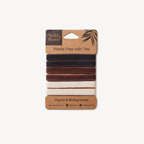 Wild and Stone Plastic Free Hair Ties - 6 Pack - Natural