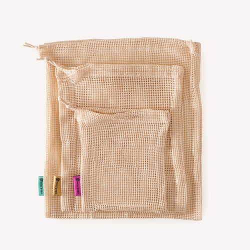 Wild and Stone Reusable Mesh Produce Bags - Organic Cotton - 3 Pack