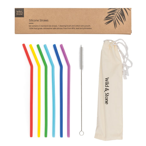 Wild and Stone Reusable Silicone Drinking Straws - 6 Pack