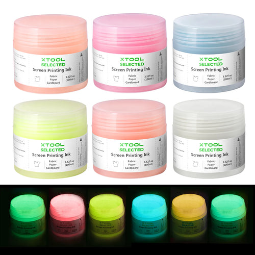 xTool Glow in The Dark Color Screen Printing Ink Set (6 Colors)