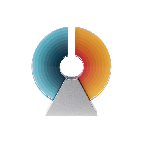 xTool Blue and Orange Gradient Semicircle Crystal Trophy with Aluminum Alloy Base