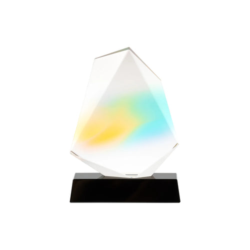 xTool Colored Geometric Ultra-Clear Crystal Trophy with Black Walnut Base