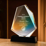 xTool Colored Geometric Ultra-Clear Crystal Trophy with Black Walnut Base, view 2