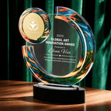 xTool Colored Swirl K5 Crystal Trophy with Marble Base, view 2
