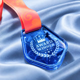 xTool Geometric Blue Colored Glass Medal, view 2
