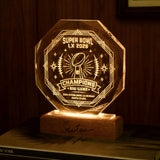 xTool LED Octagonal Ultra-Clear Crystal Trophy with Black Walnut Base, view 2