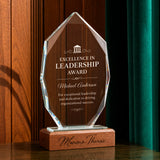 xTool Selected Polygonal K5 Crystal Trophy with Black Walnut Base, view 2