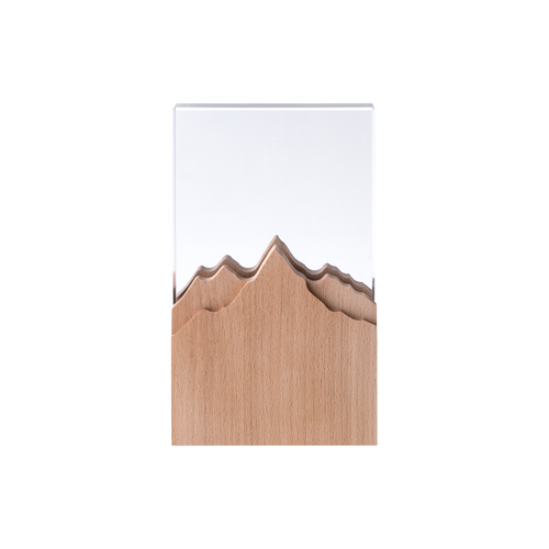 xTool Selected Rectangular K5 Crystal Trophy with Mountain-Shaped Beechwood Base