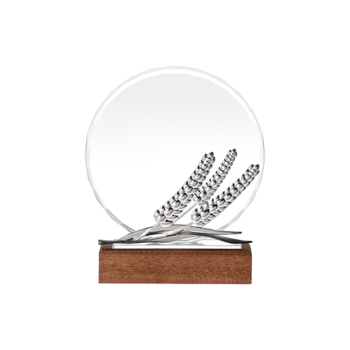 xTool Selected Round K5 Crystal Trophy with Black Walnut Base