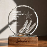 xTool Selected Round K5 Crystal Trophy with Black Walnut Base, view 2
