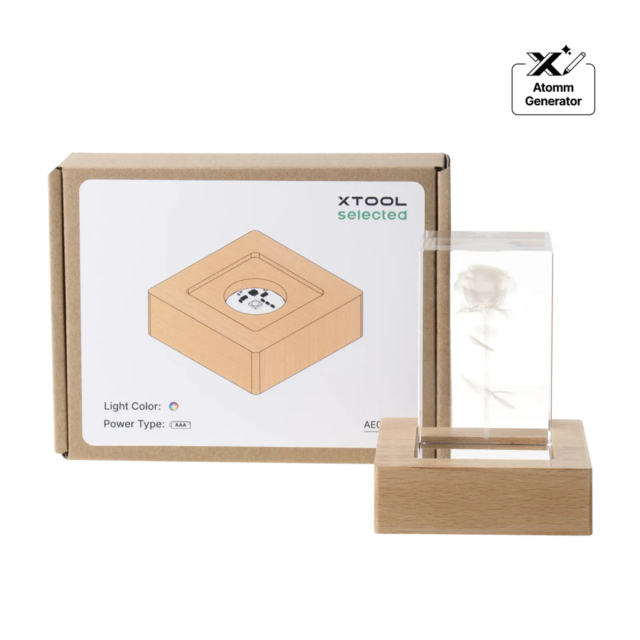 xTool Square Beech Wood 7-Color LED Light Base with Groove