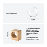 xTool Square Beech Wood LED Light Base with Round Opening for K9 Crystal Ball, view 5