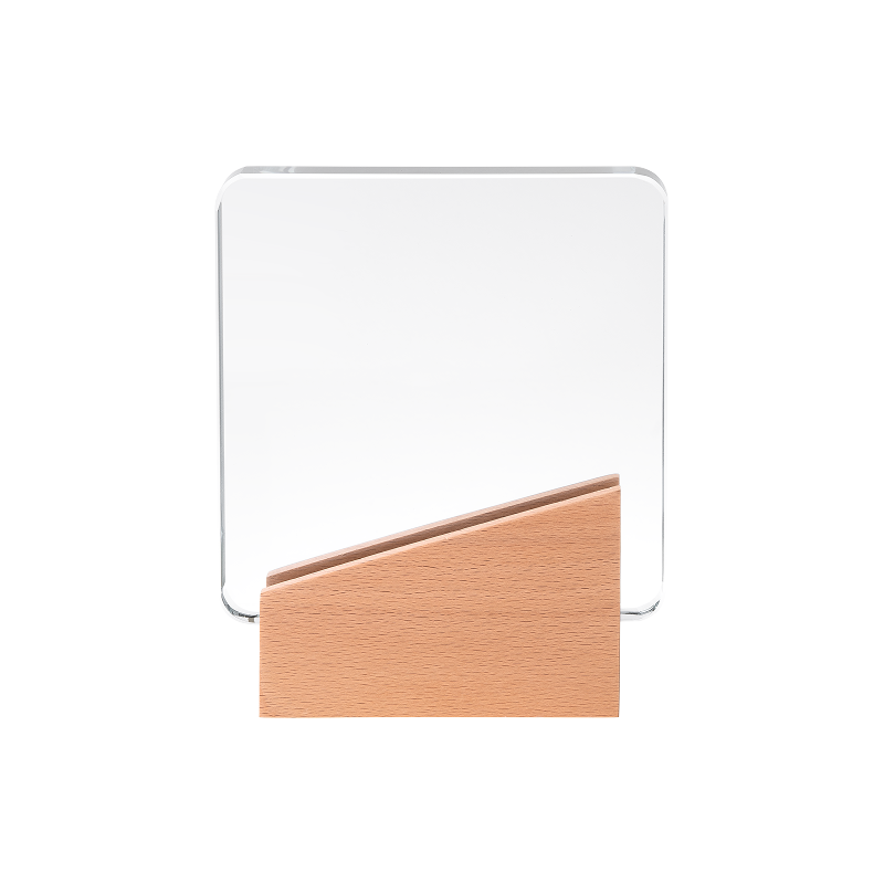 xTool Selected Rectangular K5 Crystal Trophy with Trapezoidal Beechwood Base