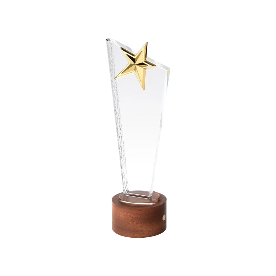 xTool Star-Topped K5 Crystal Trophy with Black Walnut Base