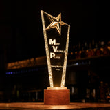 xTool Star-Topped K5 Crystal Trophy with Black Walnut Base, view 2