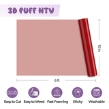 xTool Red 3D Puff Heat Transfer Vinyl Roll, view 3