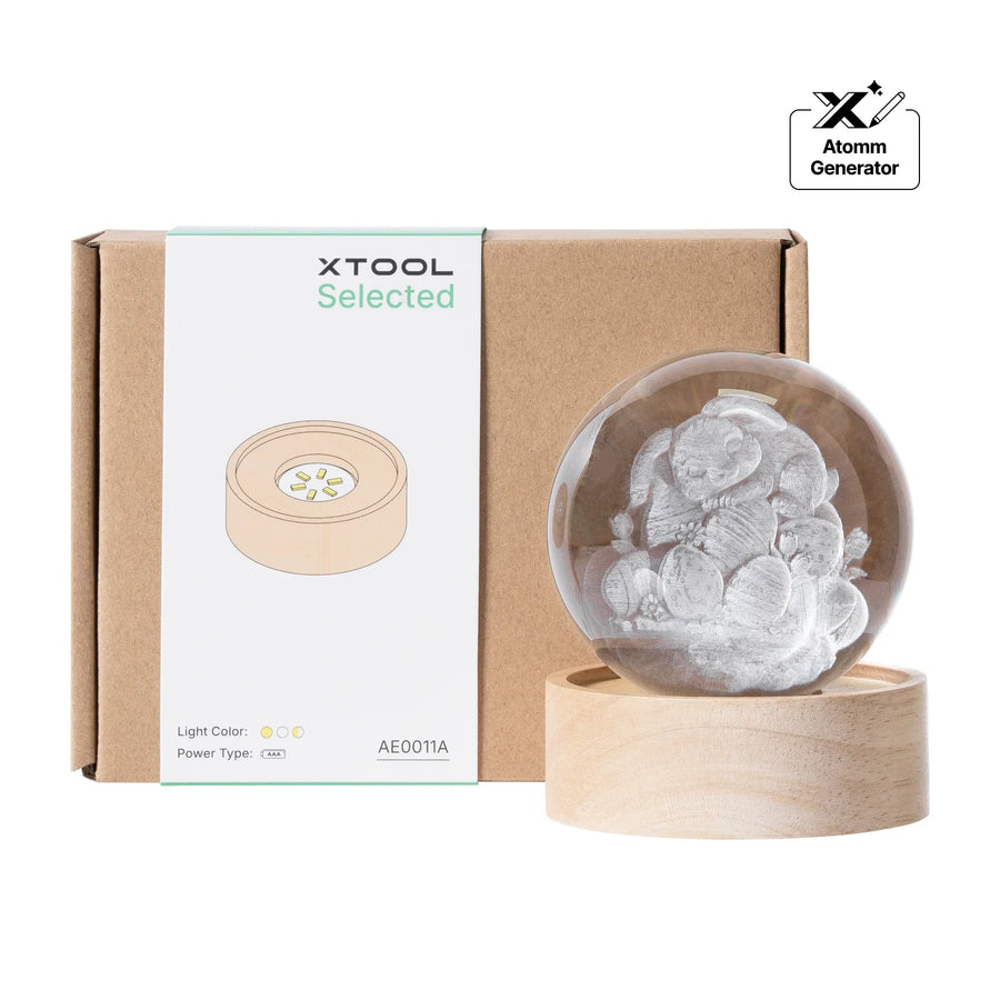xTool Round Rubber Wood LED Light Base with Groove