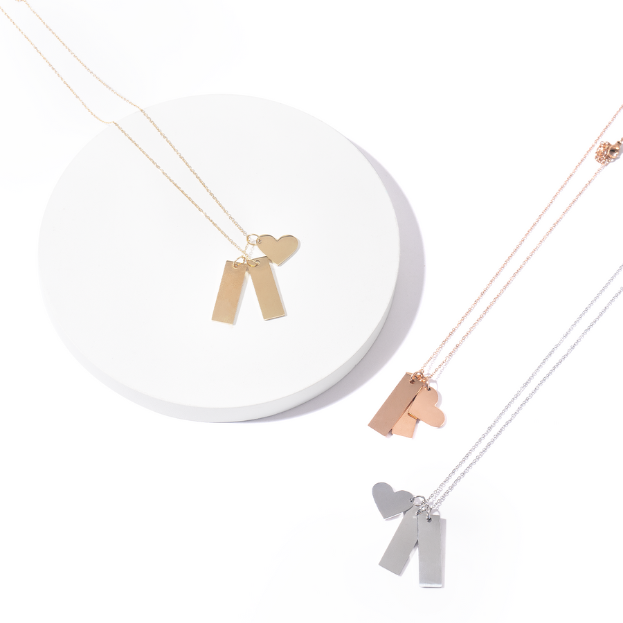 xTool Stainless Steel Heart and Bar Necklace (6pcs)