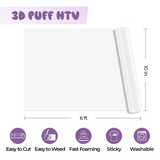 xTool White 3D Puff Vinyl Heat Transfer Vinyl Roll, view 3