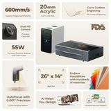 xTool P2S 55W Desktop CO2 Laser Cutter for Education, view 3