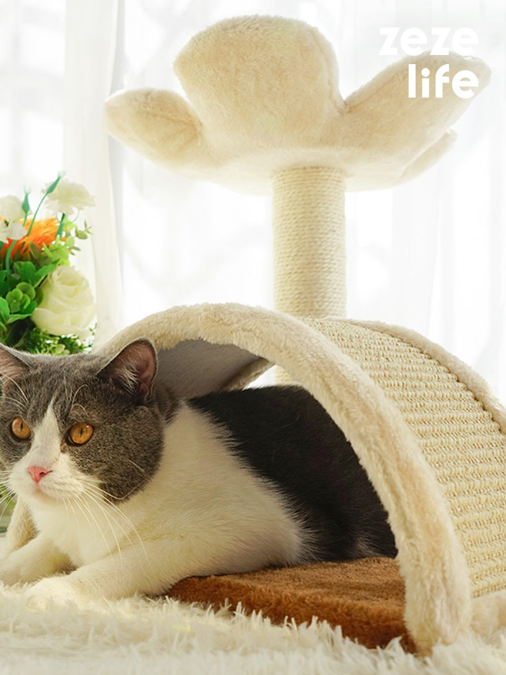 ZezeLife Cream Color Flower Cat Tree, view 2