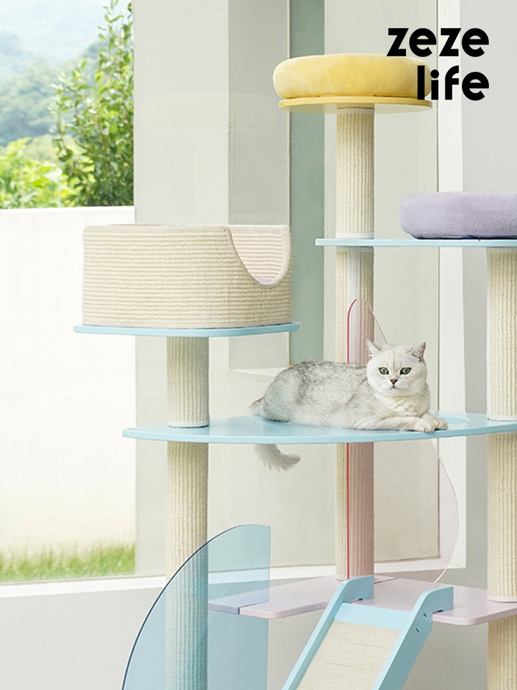 ZezeLife Macarons Color Acrylic Sheet Cat Tree, view 2