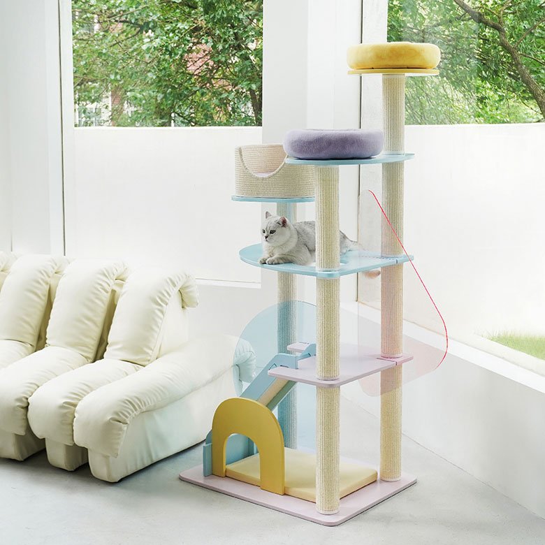 ZezeLife Macarons Color Acrylic Sheet Cat Tree, view 3