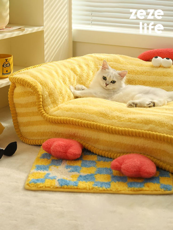 ZezeLife Adorable Big-eyed Yellow Cat Sofa, view 2