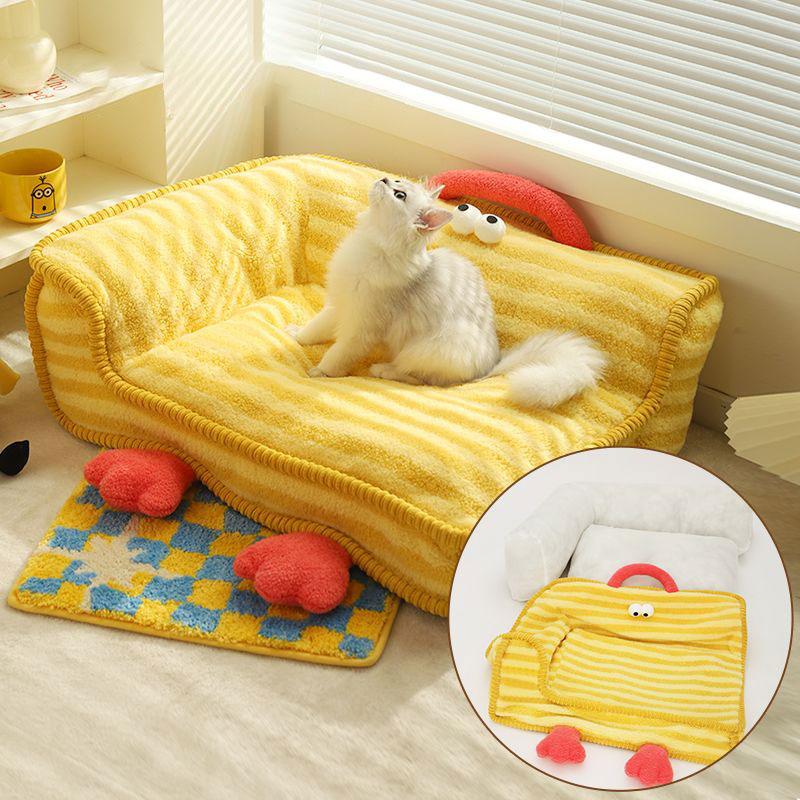 ZezeLife Adorable Big-eyed Yellow Cat Sofa, view 3