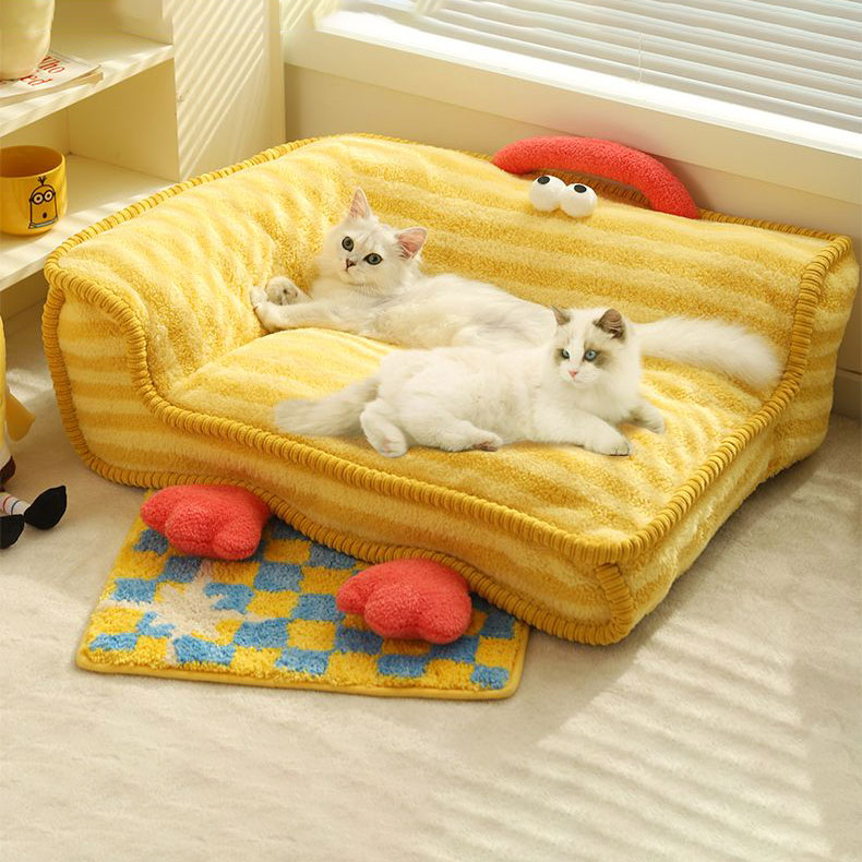 ZezeLife Adorable Big-eyed Yellow Cat Sofa, view 6