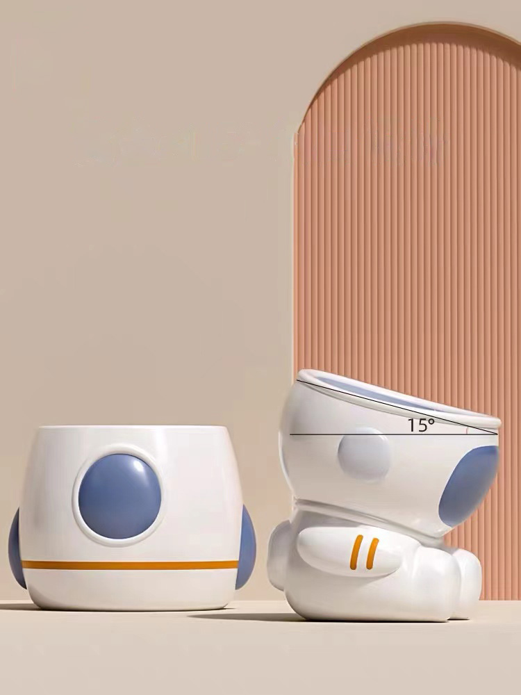 ZezeLife Astronaut Ceramic Elevated Cat Bowls, view 5