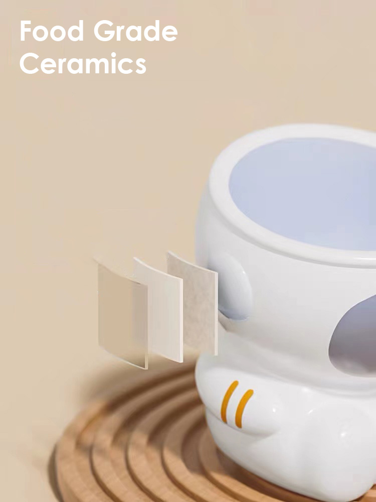 ZezeLife Astronaut Ceramic Elevated Cat Bowls, view 6