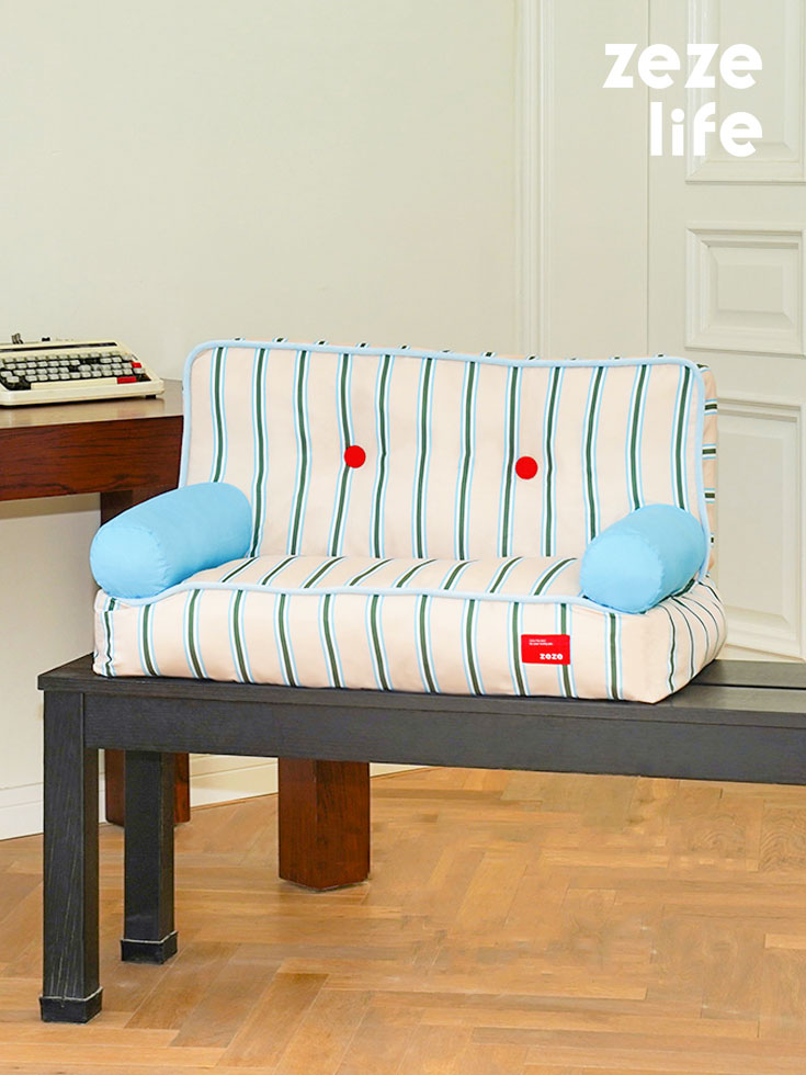 ZezeLife Blue and White Striped Cat Couch