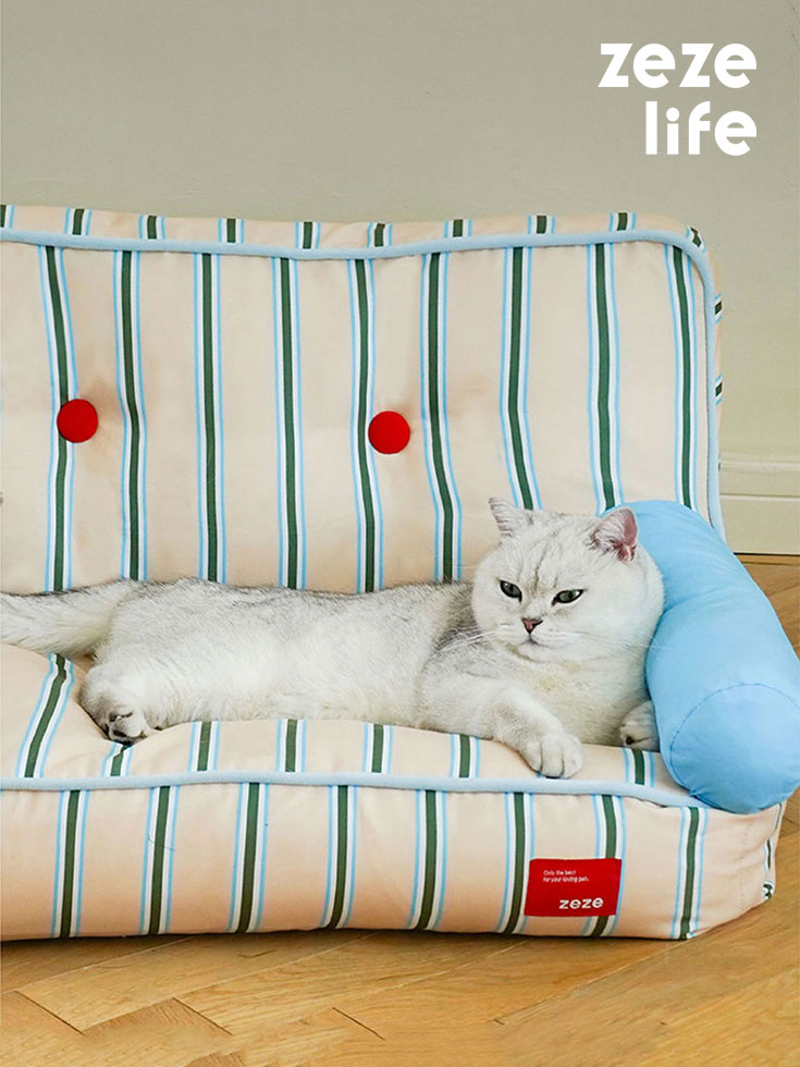 ZezeLife Blue and White Striped Cat Couch, view 2