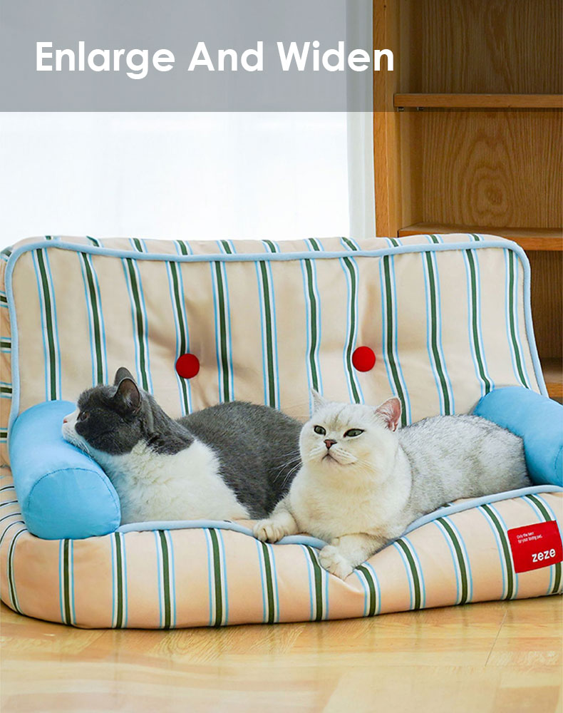 ZezeLife Blue and White Striped Cat Couch, view 3