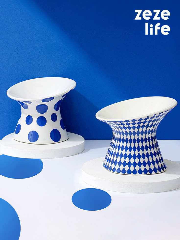 ZezeLife Blue Series Elevated Cat Bowl