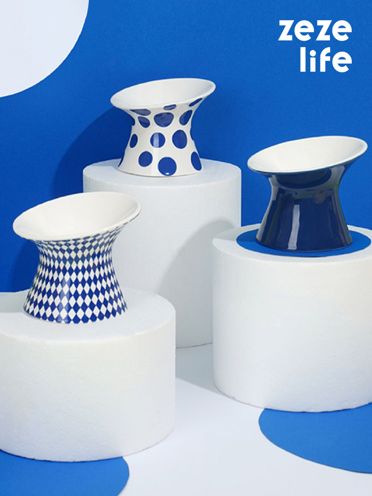 ZezeLife Blue Series Elevated Cat Bowl, view 4