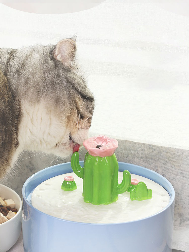 ZezeLife Cactus Flower Cat Water Fountain, view 3