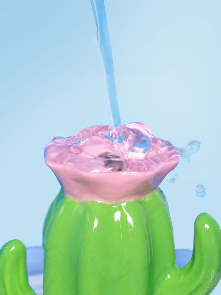 ZezeLife Cactus Flower Cat Water Fountain, view 4