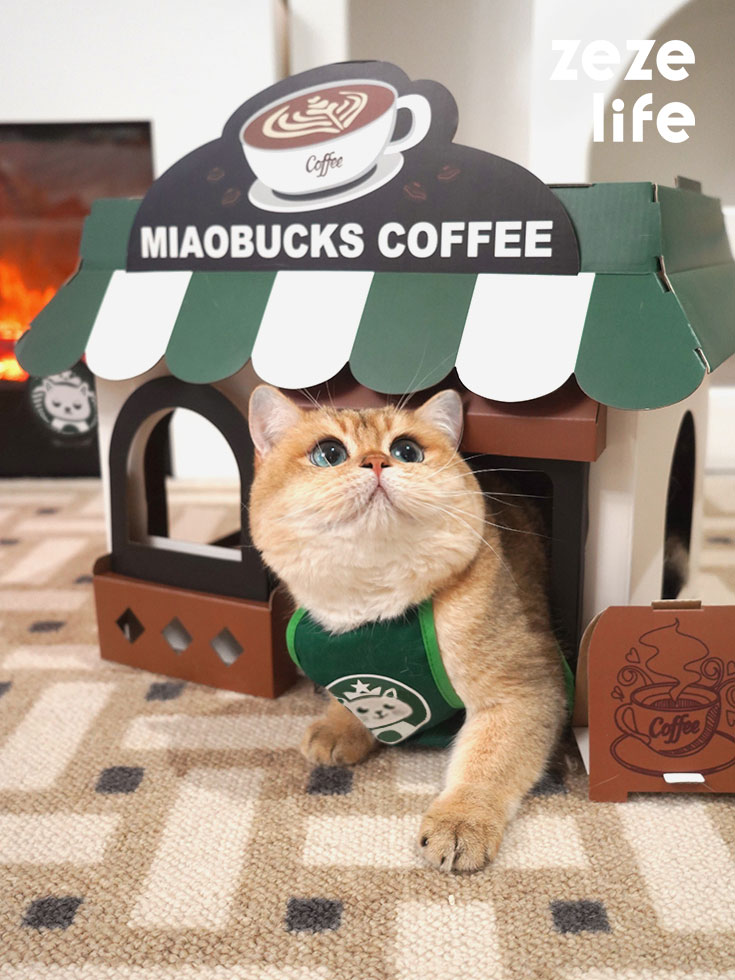 ZezeLife Café Cardboard Cat House